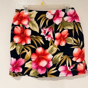 Caribbean Joe Floral Cotton Blend Mini Skirt Size 10